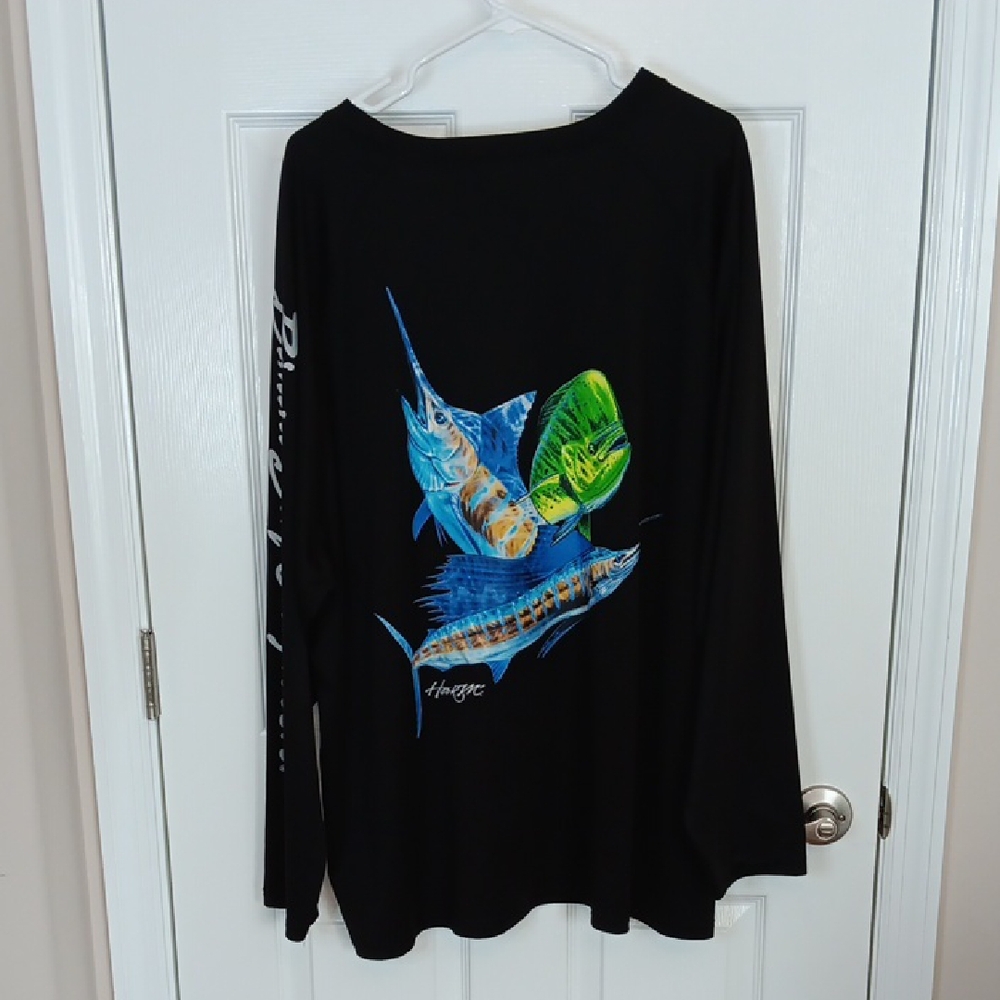 Bimini Bay Outfitters Men's 2XL Long Sleeve Fishing Shirt Black Blue